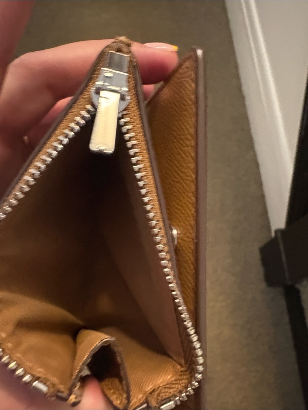 Coach Pebbled Leather Zip Card Wallet in Tan Brown - Picture 7 of 8